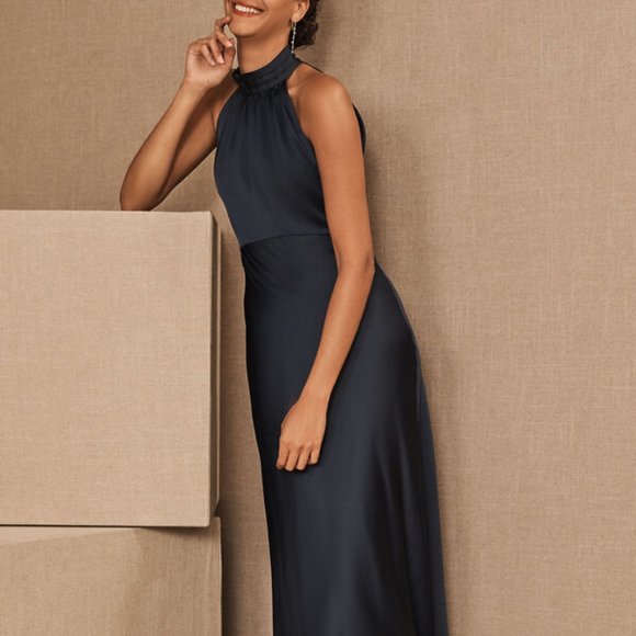 BHLDN Dresses & Skirts - NWOT BHLDN Esme Satin Charmeuse Dress  Navy 16